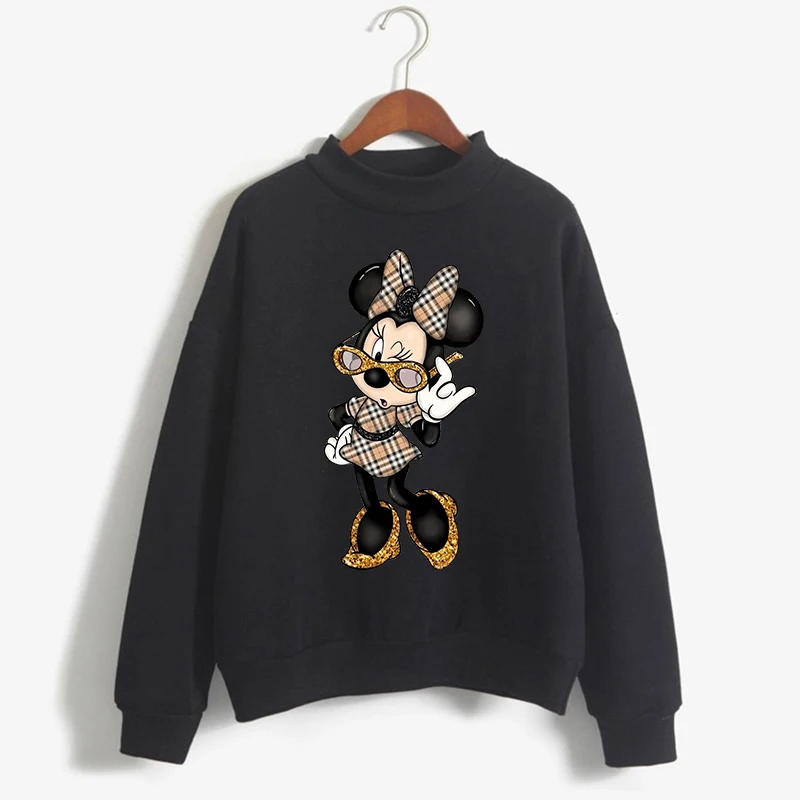 Fashion Hoodies Turtleneck Minnie Kawaii Cartoon  Anime Sweatshirt Disney Mickey Mouse Hoodie Clothes Girl Boy Top Sweatshirts