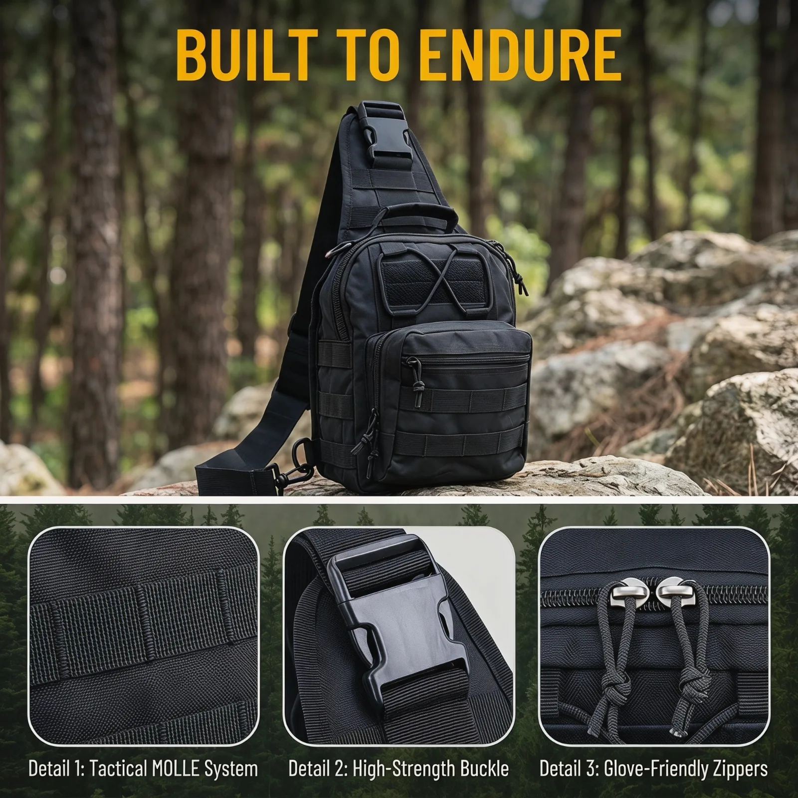 Edc Everyday Carry Bag - Sac de poitrine tactique en nylon