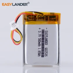 JST1.0mm 3Pin Polymer lithium battery 3.7 V 500mah 602535 can be customized   CE FCC ROHS MSDS quality certification