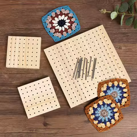 Wooden Crochet Blocking Board with Grid and Pins for Knitting Granny Squares Projects DIY Craft Gift for Beginners Adults