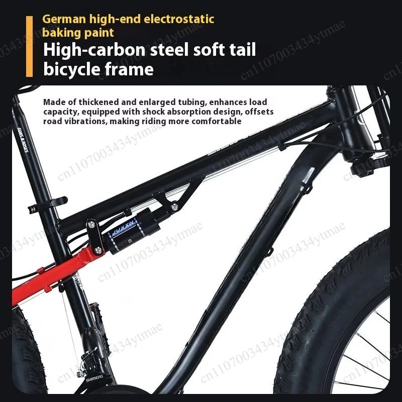 Fat Tire Mountain Bike Variable Speed Double Shock Absorption Wide Thick Wheel Beach Off-Road Bicycle For Adults Men Women