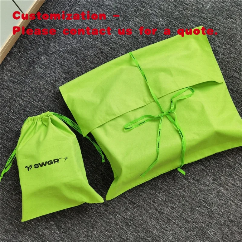 

custom.Luxury Cotton Clothing Pouch Grass Green Dust Bag Packaging Dust Bag Drawstring Dust Bag Handbag