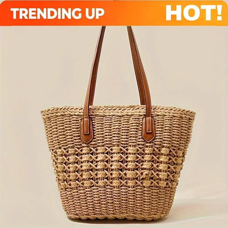 New Bohemia Women's Shoulder Bags Large Capacity Summer Basket Straw Bag For Women Travel Beach Bag