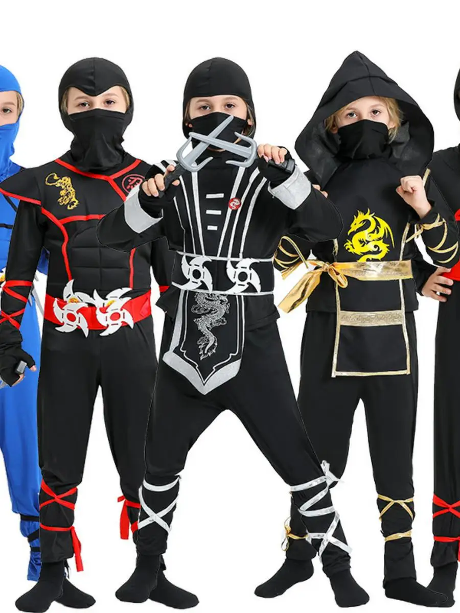 Kostum Ninja Pertunjukan Anak-anak Anime Cosplay Halloween Baru Pakaian Samurai adow Pakaian Tradisional Tiongkok...