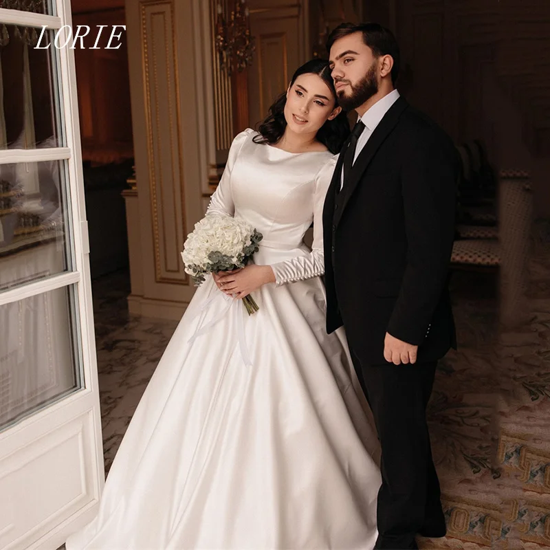 

LORIE Classical A Line Wedding Dress Full Sleeve Bridal Dresses Simple Scoop Wedding Gown Customized 2026