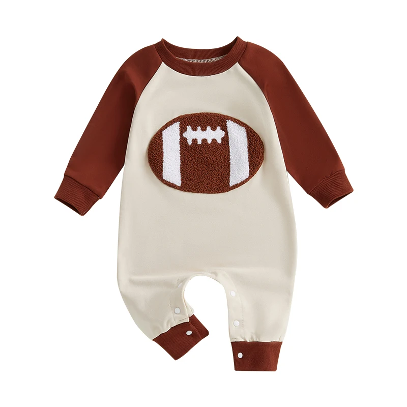 

Baby Boy Sweatshirt Romper Casual Rugby Embroidery Long Sleeve Jumpsuit for Infant Toddler Fall Outfit