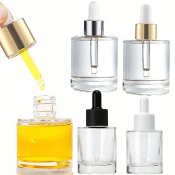 6pcs 15ml 30ml 40ml Thick Clear Glass Essential Oils Serum Dropper Bottle Pipette Perfume Aromatherapy Refillable Bottles