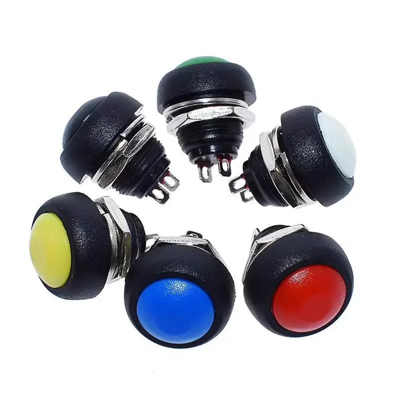 5/20/100PCS 2Pin Mini Round Push Button Switch,PBS-33A Self-Locking/33B Self-reset 12mm,3A250VAC/1A125VAC Electrical Equipment