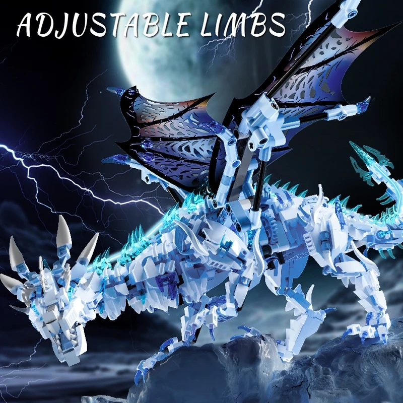 Creative Dragon Building Blocks MOC Model Kit Ice Dragon Flying Dragon DIY Puzzle Creative Design Christmas Birthday Gifts Toy