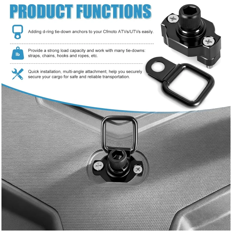 2pcs UTV ATV Aluminum D Rings Tie Down Anchors for CFMOTO Cforce Zforce Uforce 1000 950 800 600 625 U10 Pro Accessories