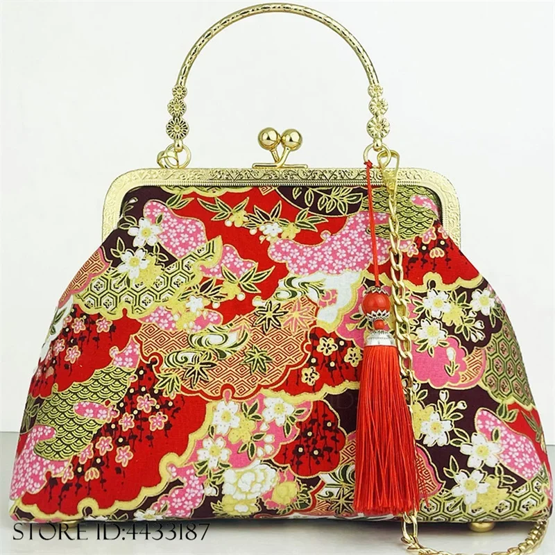 Print Crane Handbag Gift New Chinese Style Women's Tote Bag Fashion Vintage Qipao Chain Saw Shoulder Crossbody Bag Shopping Bag