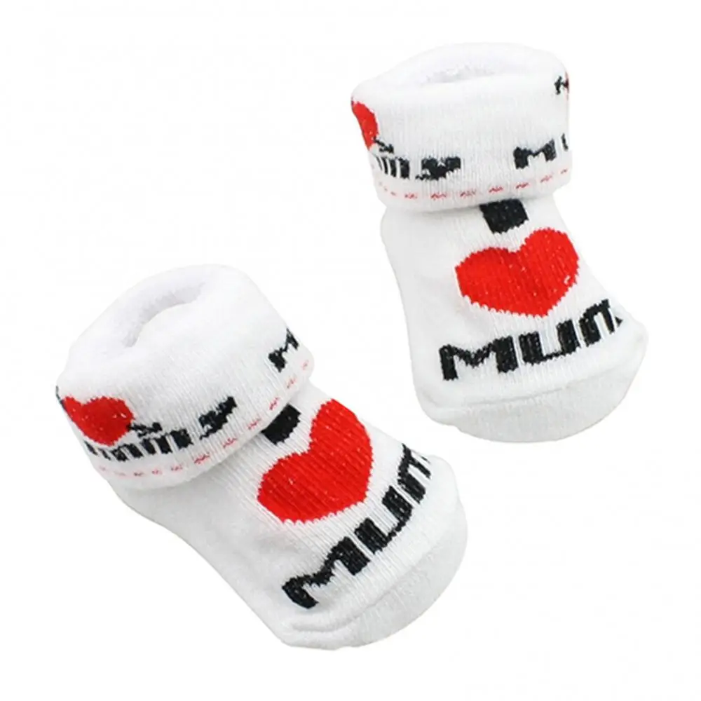 Süße Baby Baumwoll socken weiß Ich liebe Mama/Papa 0-6 Monate Neugeborene Jungen Mädchen Bein wärmer Socken