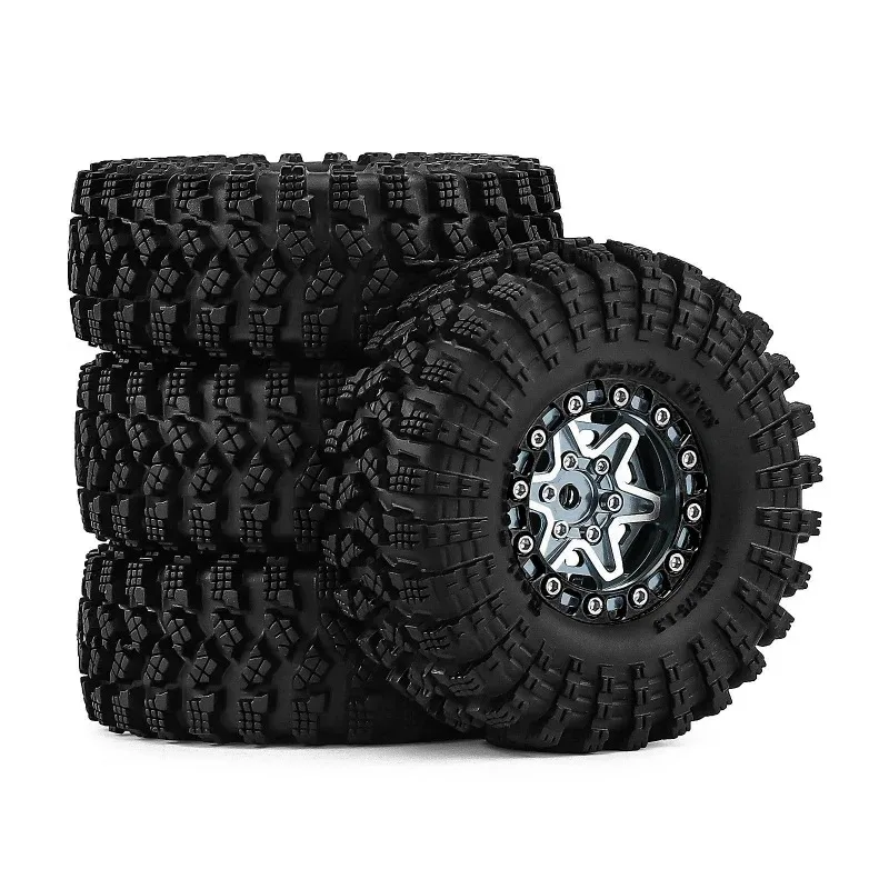 

4Pcs New 1.3" Metal Wheels & Tires for 1/18 TRX4M SCX24 FMS Ascent-18 Axial SCX24 AX24 FCX24 FCX24M RC Crawler Upgrade Parts