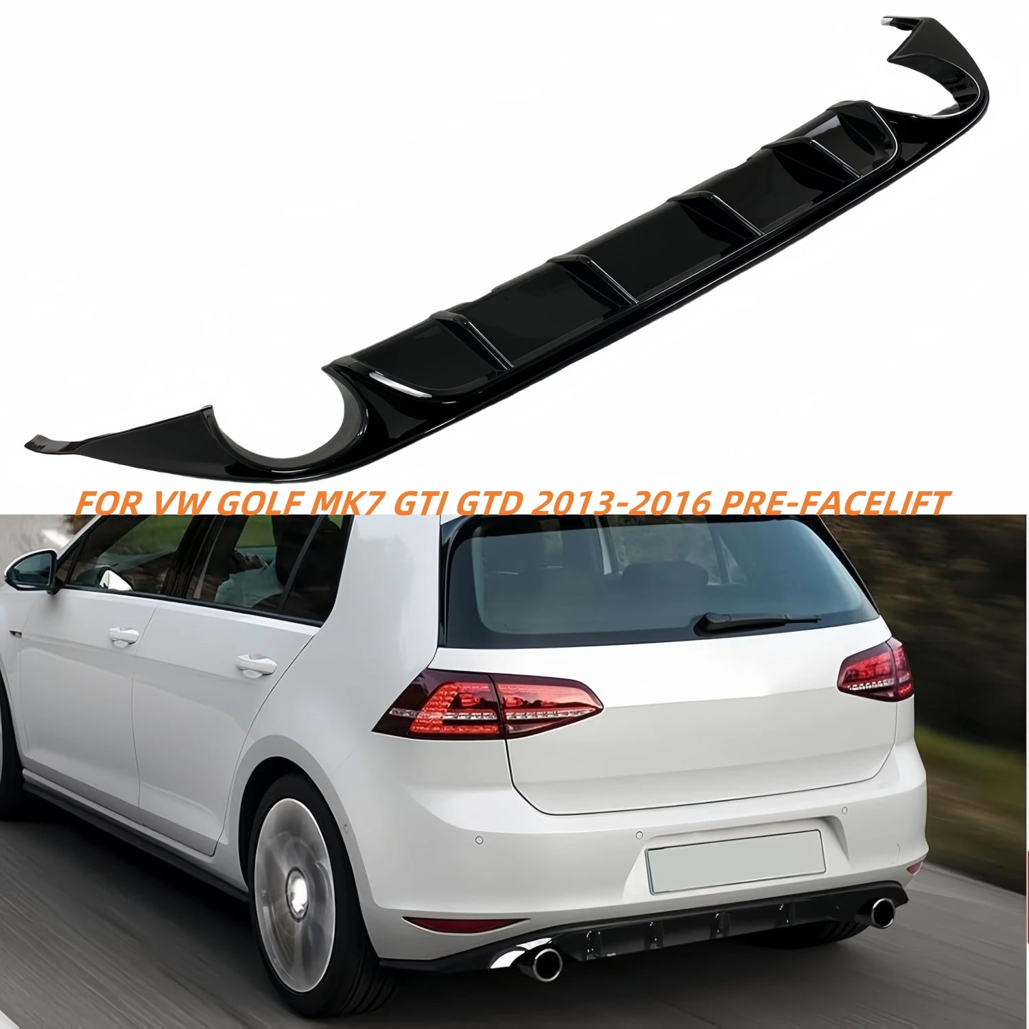 TCR Style Gloss Black Car Rear Bumper Diffuser Splitter For VW Golf Mk7 Golf 7 GTI GTD 2013-2016 Pre-Facelift Bodykits Tuning