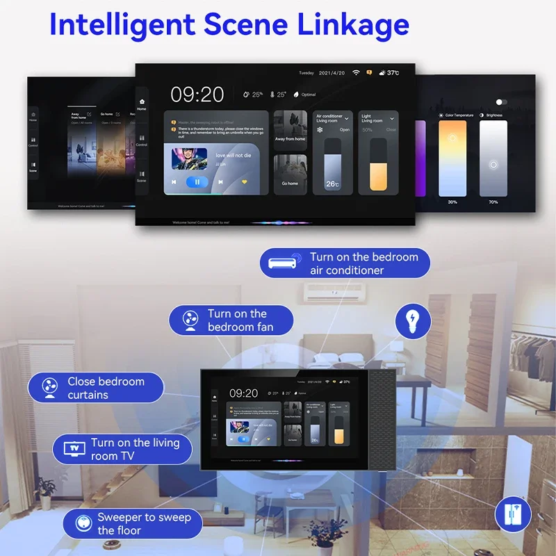 

2022 7 Inch Android Touch Screen Panel Music Amplifiers & Home Automation Gateway With Tuya APP Control Smart Home Kits Systems