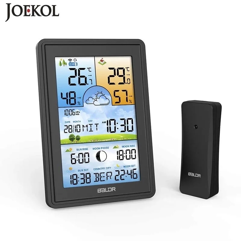 Baldr Wireless Digital Color Display Weather Station Clock Barometer