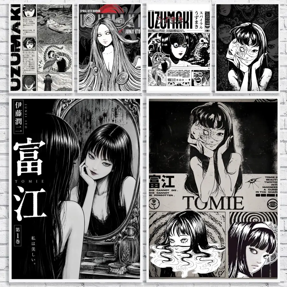 T-Tomie J-junji Ito Painting Calligraphy High-Quality Canvas Wall Mural Crease-Free For Living Room Bedroom Interiors