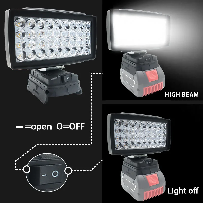 36 Beads Car LED Work Light Flashlight Electric Torch Spotlight USB Power Bank Lamp For Bosch 18V BAT609 BAT618 Li-ion Battery