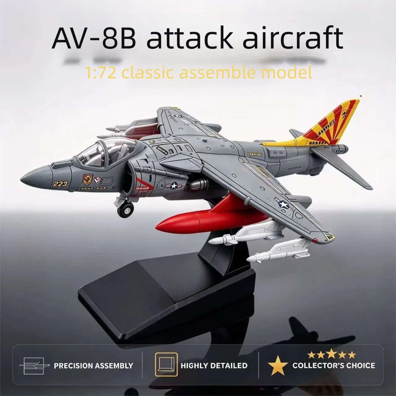 1/72 Scale Military Model Series AV-8B Hawk Attack Aircraft Plastic DIY Free Assemble Model Aircraft Building For Souvenir Gift