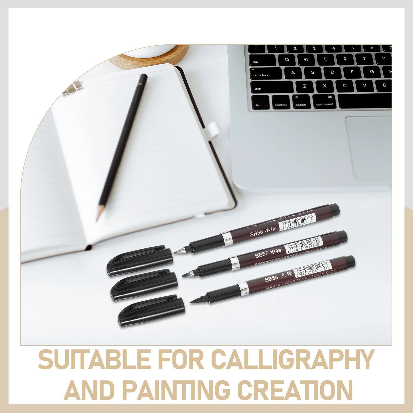 6Pcs Chinese Calligraphy Brush Set for Intricate Details Professional Use Watercolor Lettering Paint Pen Water Brush Pen