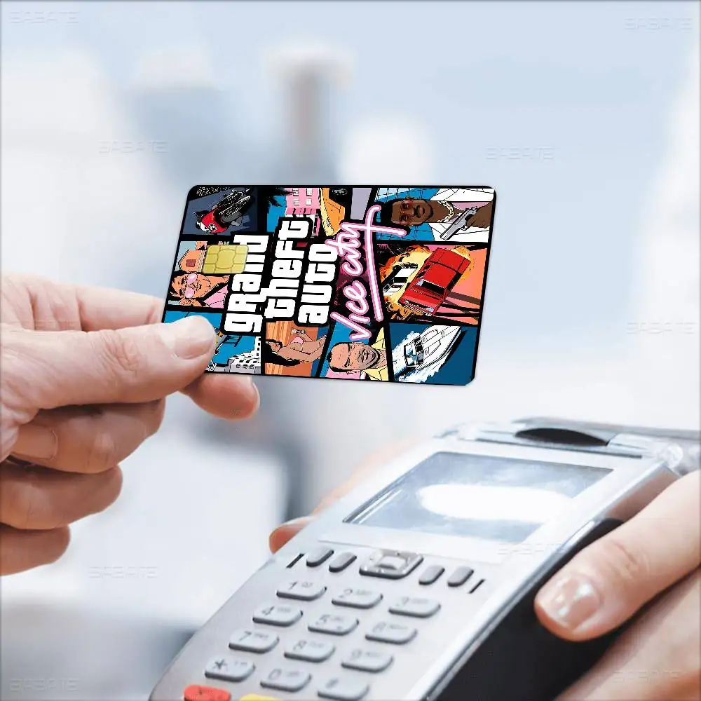 GTA 5 Grand Theft Auto Anmie غطاء جلدي لبطاقة الائتمان وبطاقة الخصم الأمامية #4