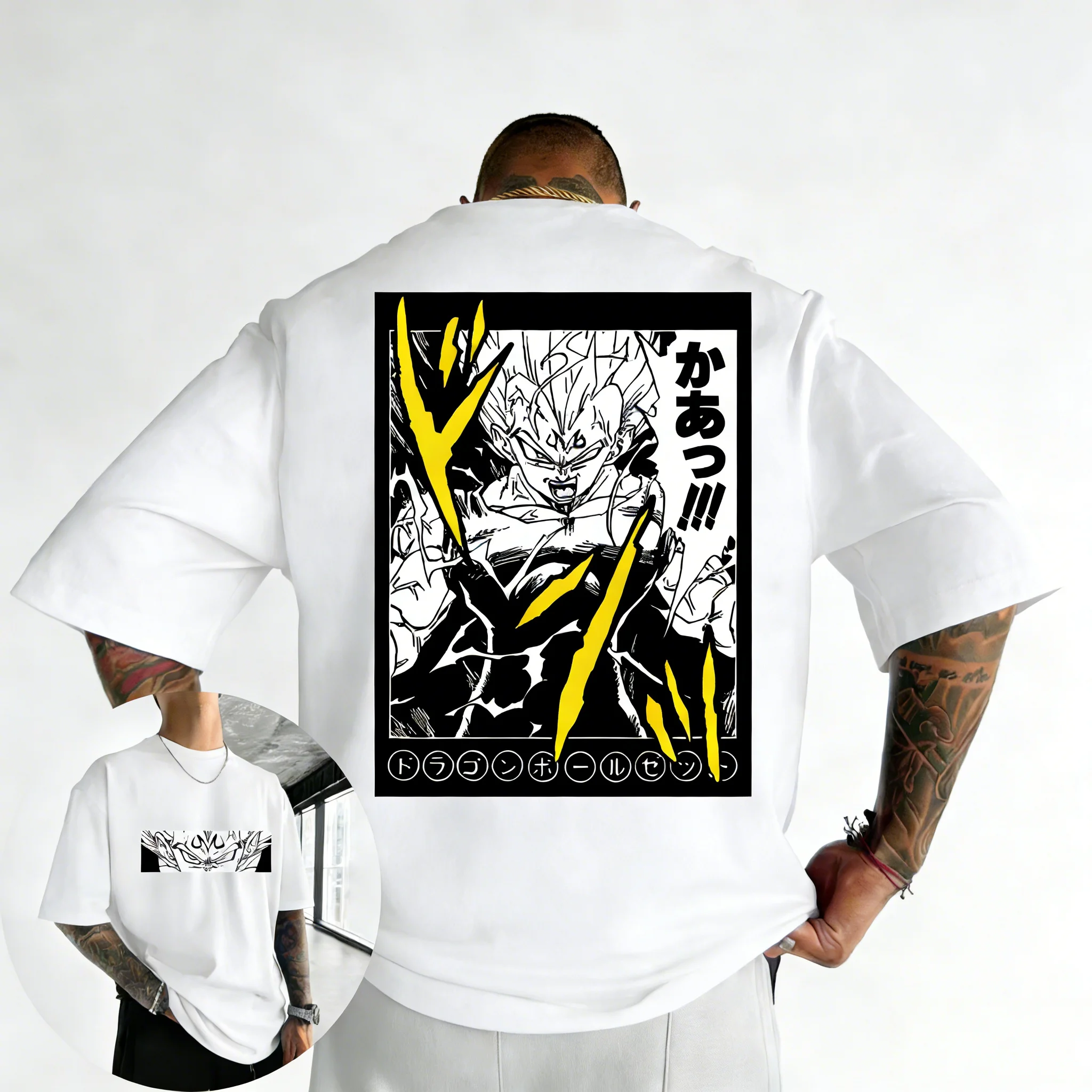 

Dragon Ball Anime Cotton T-shirt 2026 Summer New Vegeta Hand Drawn Printed Men's Street Hip Hop Loose Casual Parent Child Top