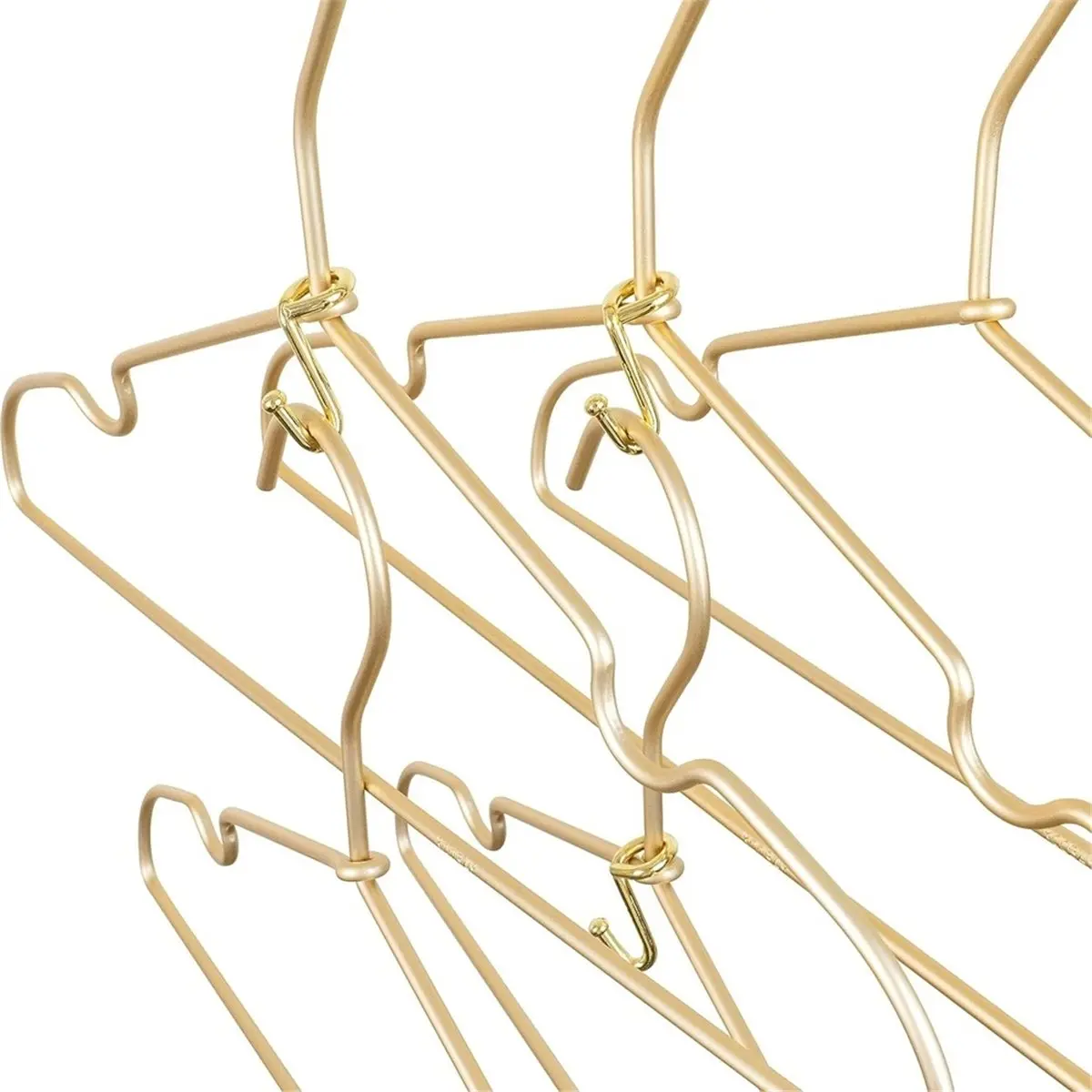Clothes Hanger Connector Hooks, 50 Pack Gold Metal Cascading Extender Clips, Sturdy Mini Hanger Hooks for Velvet Hangers