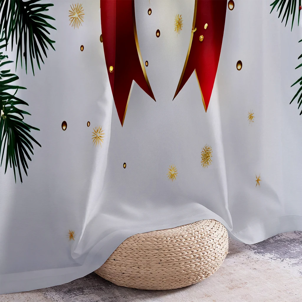 2pcs Curtains Featuring A Christmas Tree And Bow Print; Light-Filtering Decorative Curtains For Christmas And New Year Parties.