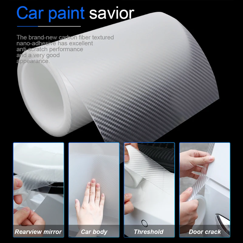 SEAMETAL 3D Fibra De Carbono Car Protective Film Porta Threshold Protector Anti Scratch Stick Edge Guard Resistente Ao Desgaste À Prova D' Água