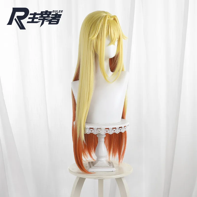Anime O chefe selvagem tem aparência! Rufus peruca cosplay dourada cabelo longo festa de halloween peruca de dramatização + boné grátis