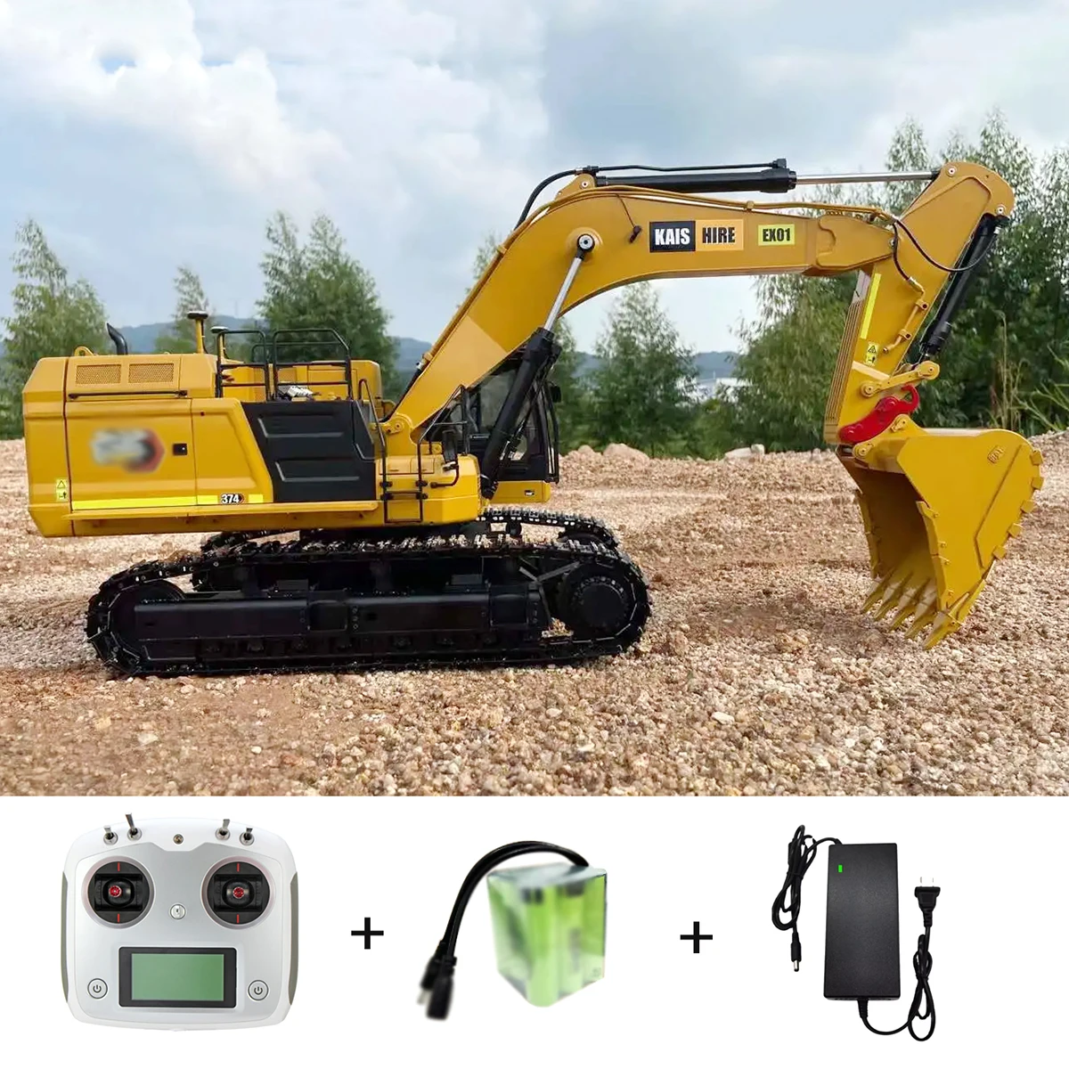 374 RC Excavator 1/14 Hydraulic Remote Control Excavator Metal Model RTR Engineering Machinery Model Boy Remote Control Car Toy