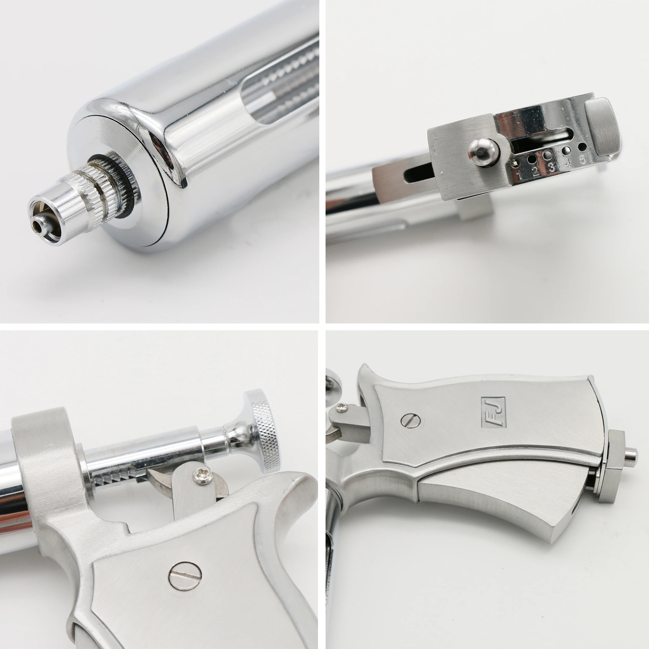 Verstellbare Spritzenpistole, 50 ml, automatische kontinuierliche Impfspritzenpistole aus Edelstahl für Kuh, Schwein, Schafe, Nutztiere – Detail 8