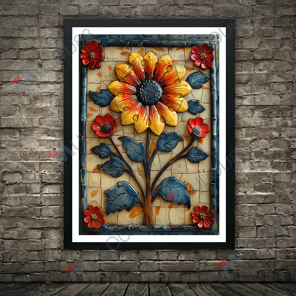 

Colorful Mexican Talavera Tile Painting Wall Art ,Traditional Patterns And Bright Colors Artwork Poster And Print Home Decor