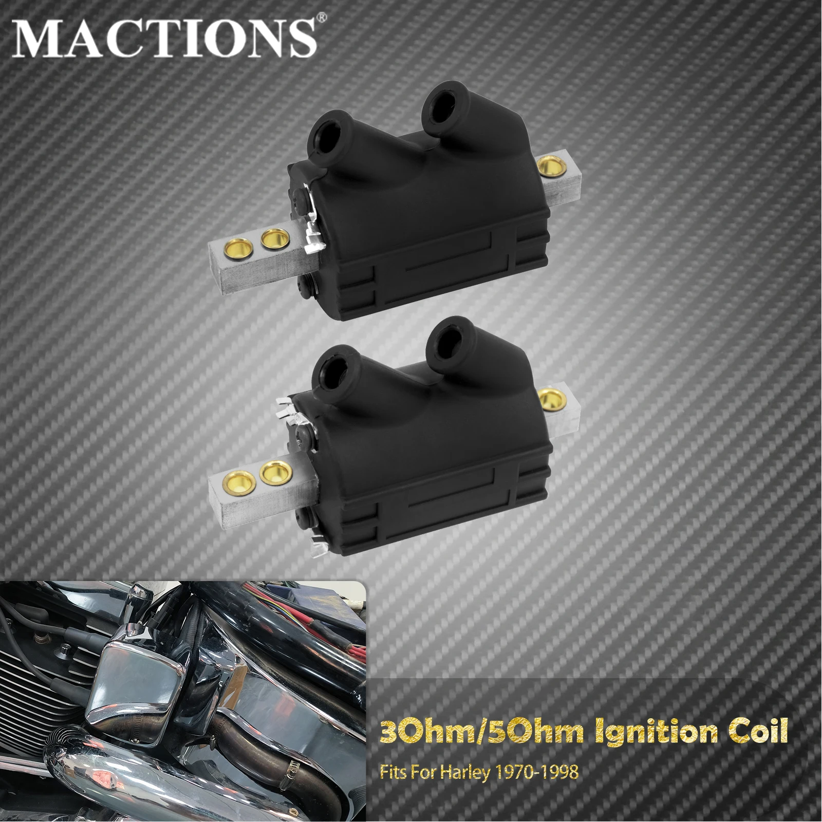

Motorcycle 3Ohm/5Ohm Ignition Coil 12V Dual Fire Output For Harley Big Twin 1970-1998 Touring FLH Dyna FXD Sportster 883 Softail