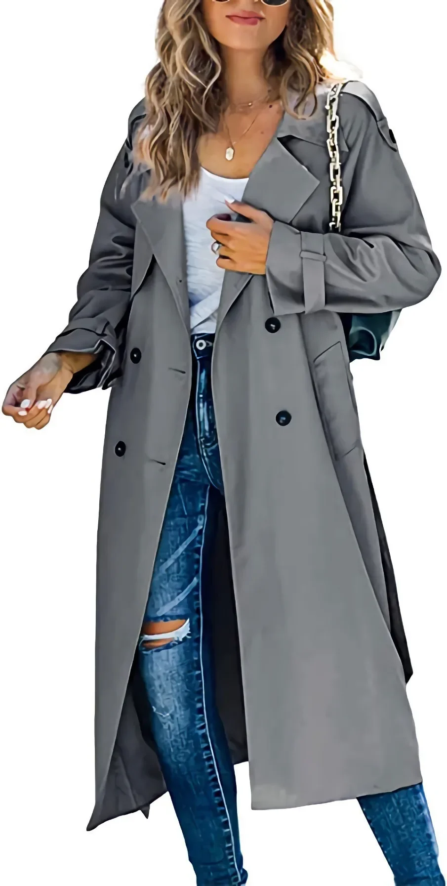 und die Vereinigten Staaten 2025 Neue Mode Einfarbiger Lässiger Damen-Trenchcoat mit Revers und Langen Ärmeln für Herbst und Winter – Detail 6