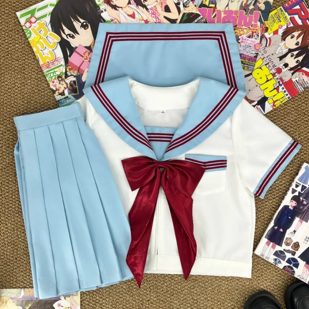 sweet Japanese Watercolor Collar Sailor Suit JK Uniform, College School Outfit for Graduation Photo Campus Summer Daily Wear