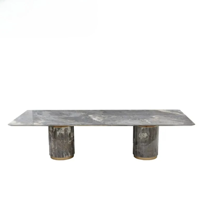 Modern Eco-Friendly Natural Marble Rectangle Dining Table for Home Furniture in Villa Hotel Apartment