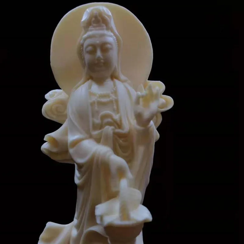 

Factory Direct Supply Ivory Nut Carved Aoyu Guanyin Bodhisattva Decoration Home Living Room Crafts Decoration Gift Box