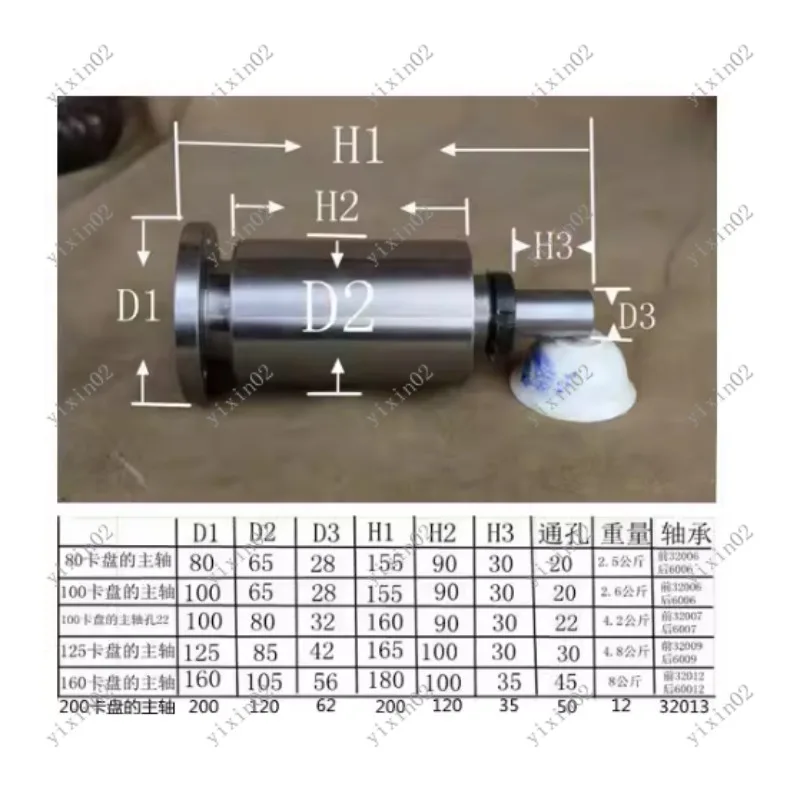 Mini Lathe Spindle High Strength Headstock Assembly Flange No Chuck Tapered Bearing Lathe Accessory for Precision Machining