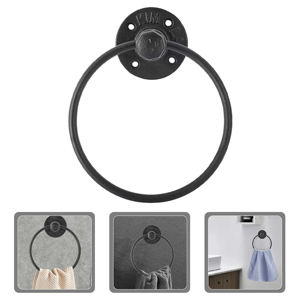 

Wrought Iron Towel Hanging Ring Pipe Rack Bathroom Hanger Holder Wall Mounted The Circle Kitchen For