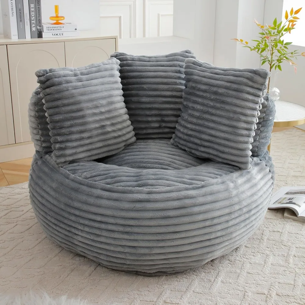 

45" Oversized Bean Bag Chair with Armrests 3 Pillows Corduroy Fabric Giant Comfy Lazy Couch Sofa for Adults Living Room Bedroom