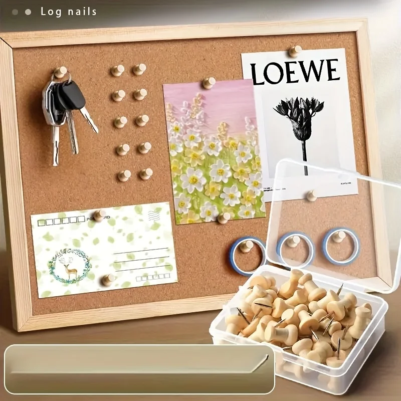 Creative Wooden Thumbtacks Set (10 Pcs Mixed) - Decorative Educational Tools for Cork Board Felt Board, DIY Craft Photo Map