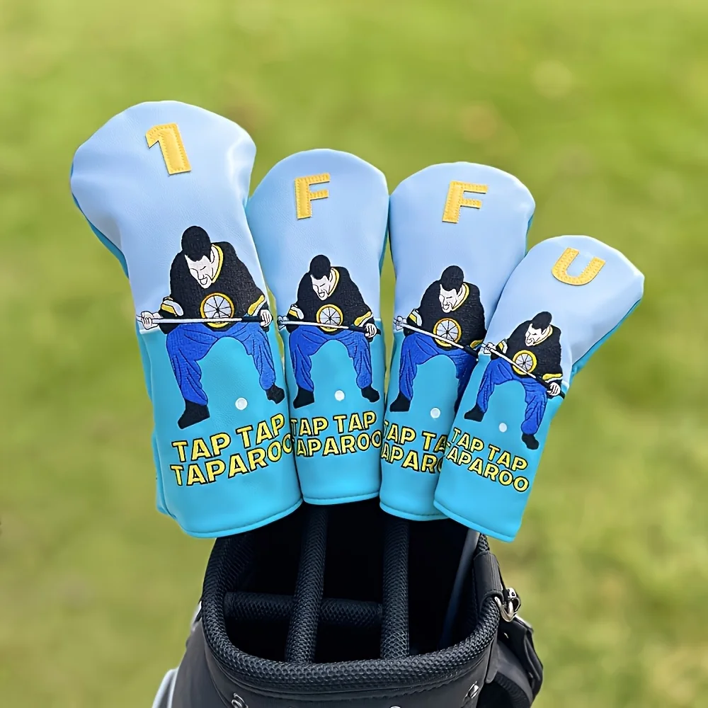 1/4pcs Vibrant Blue Cartoon Pattern Golf Club Head Cover - Protective Durable Fun Accessory for Kids, Youth And Cartoon Lovers