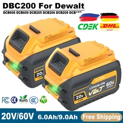 Batería de herramienta para Dewalt, DCB200, DCB606, DCB609, DCB205, DCB206, DCB209, DCB182, 9,0ah, 6,0ah, 60V, 9000mAh