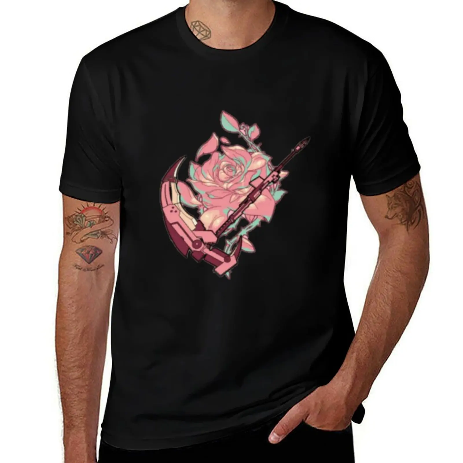 Camiseta C R E S C E N T R O S E F L O W R, camisetas de algodón pesado para hombre, paquete de camisa blanca, camiseta informal para hombre
