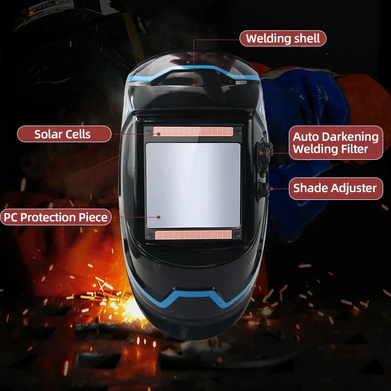 Solar automatic darkening advanced welder welding argon arc welding mask welding gas welding labor protection welding mask