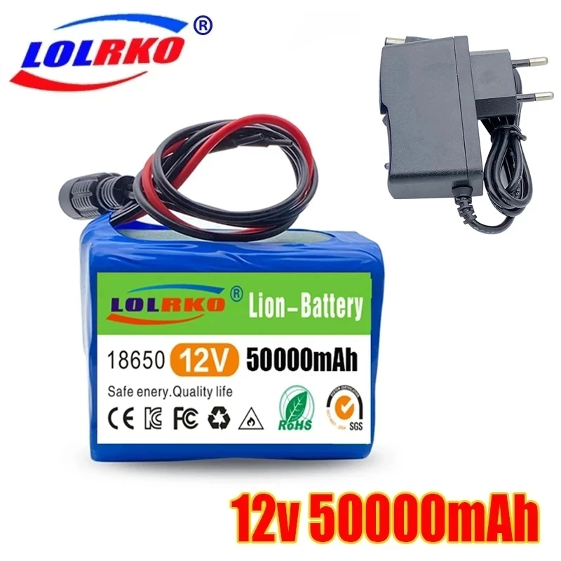 12V 50000mah battery 18650 Li-ion 50Ah Rechargeable batteries with BMS Lithium Battery packs Protection Board +12.6V Charger