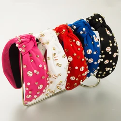 Europe and America Cross border New Baseball Accessories Headband Fashion Simple Wide Edge Fabric Pearl Hair Accessories
