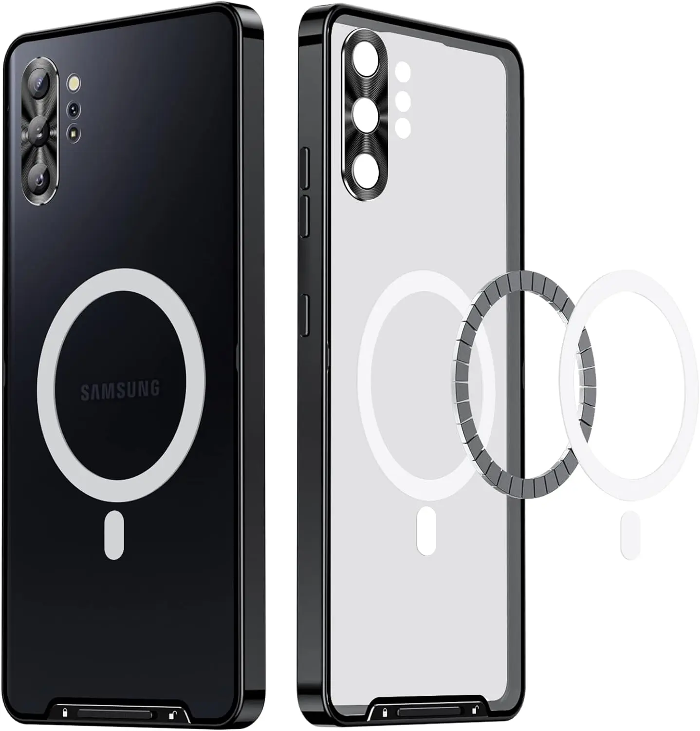 

Metal Magnetic Case for Samsung Galaxy Note 10 Plus Case[Compatible with Magsafe] Metal Bumper Frame+Safety LockCamera Protector