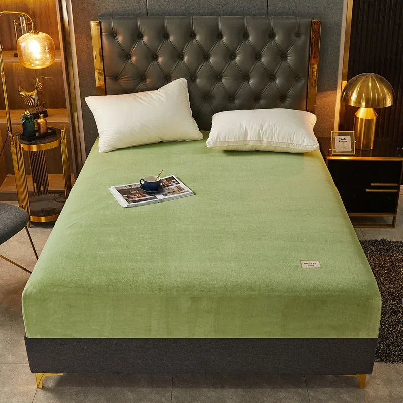 Soft Warm Thick Velvet Fitted Sheet High Quality Non Slip Mattress Cover Adjustable Protector Soft Bed Sheet with Elastic